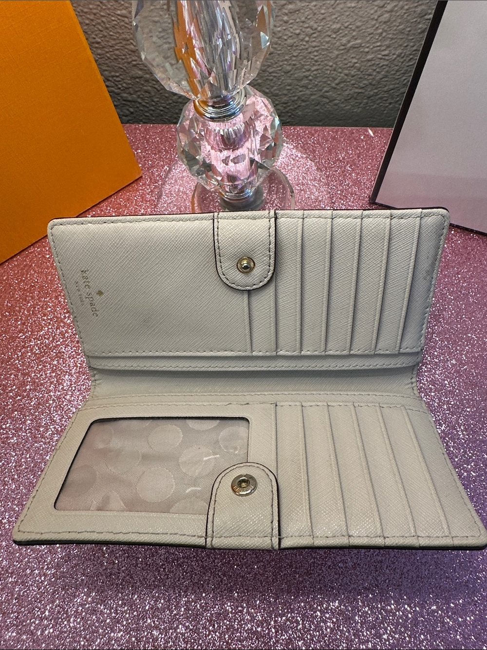 kate spade Pebbled Small Wallet in Light Beige - Picture 2 of 11